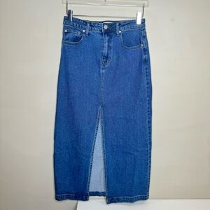 Steve Madden Avani Front-Slit Denim Midi Skirt size small